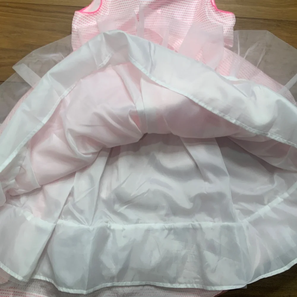 Janie and Jack Pink and White Party Dress w/ Bow Size 10.
